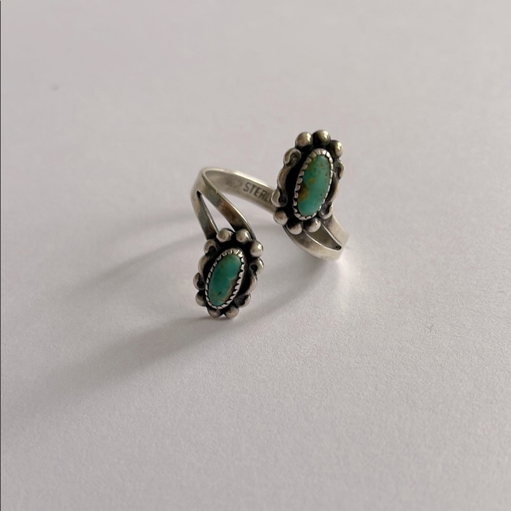 Vintage Silver Turquoise Adjustable Wrap Ring